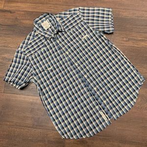 Lucky Brand Plaid Western Short Sleeve Button Up